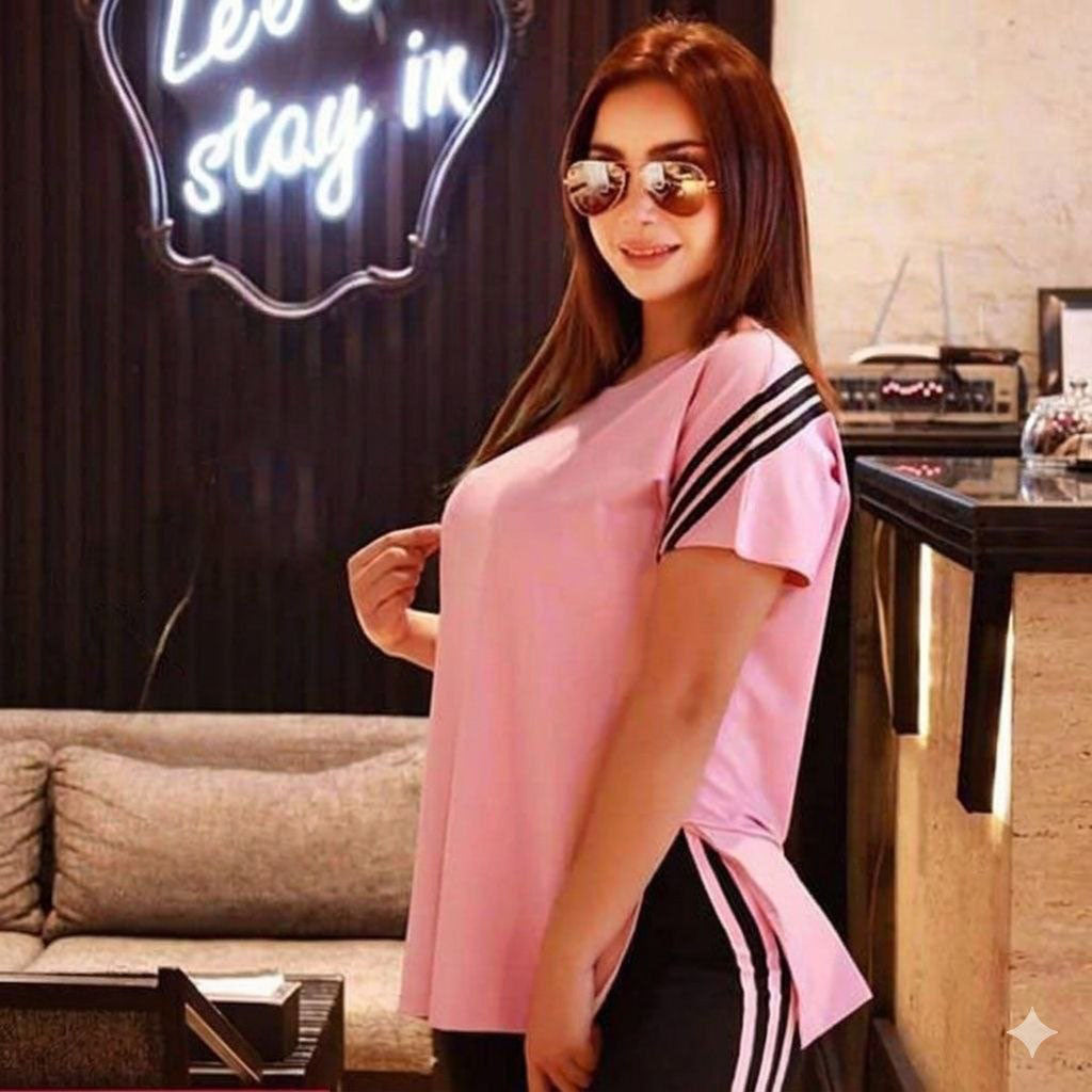 بيجامة ليكرا  خطوط بينك