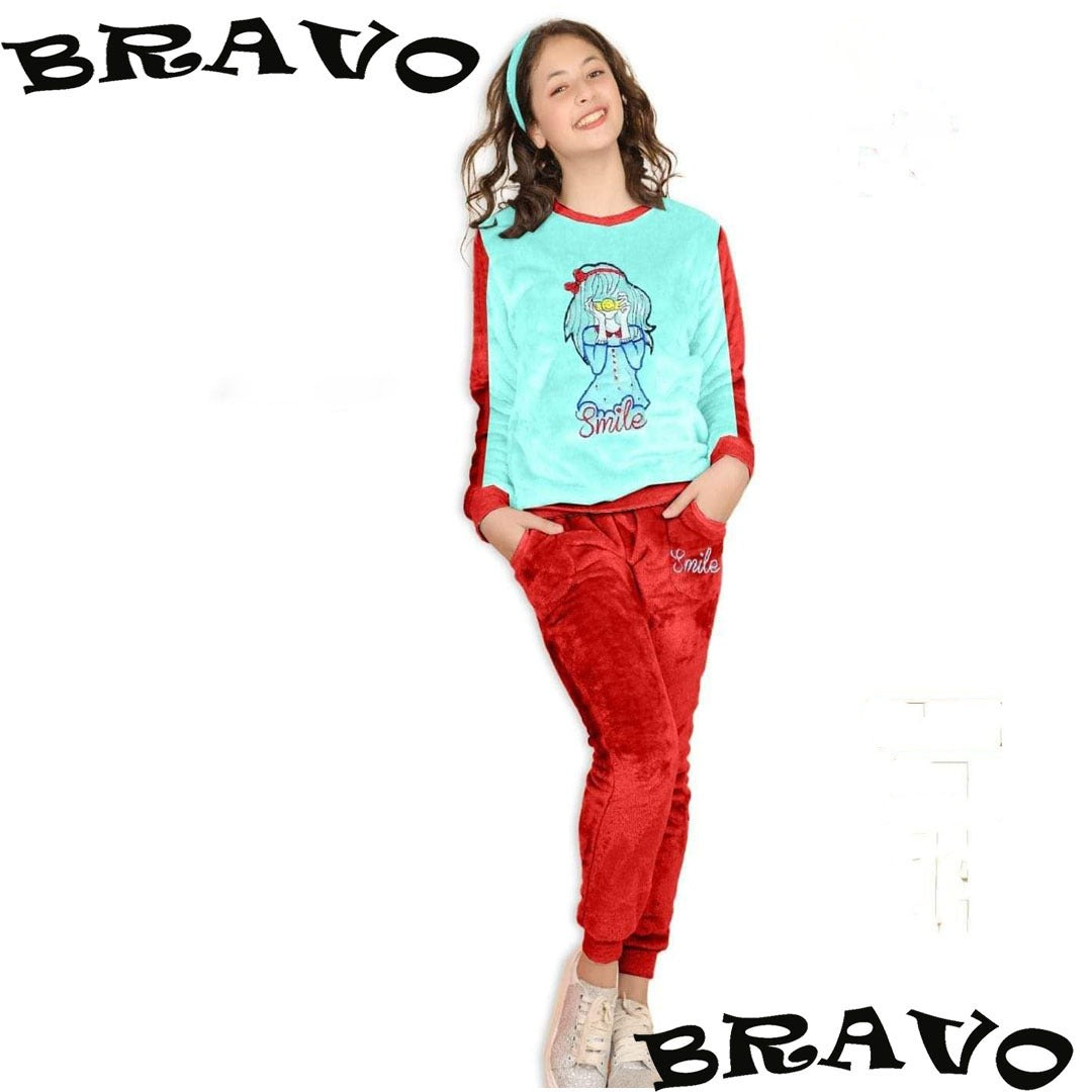 بجامة smile بولار تركيواز و احمر