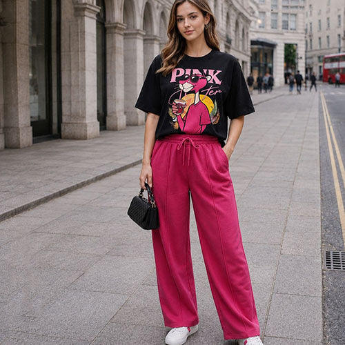 اسود * فوشيا Pink بيجامة