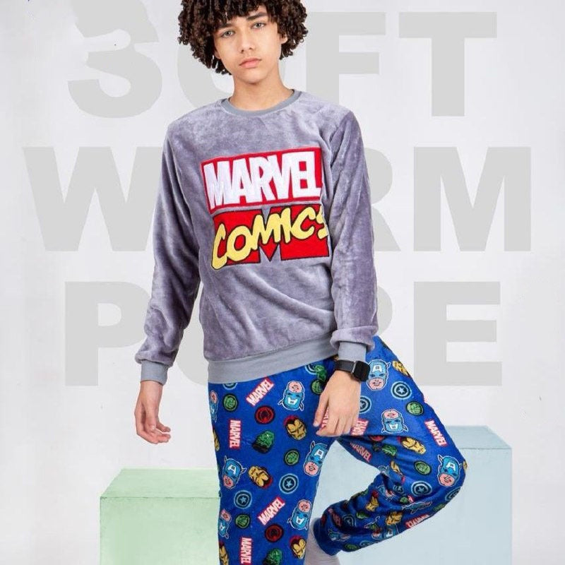 بيجامة BONBON بولار مارفيل رصاصى * ازرق